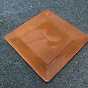 Square Rustic Orange Ceramic Dinner Plate & Glass serving plate